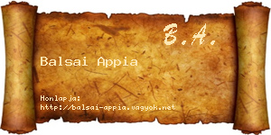 Balsai Appia névjegykártya
